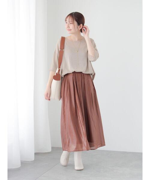 Te chichi TERRASSE ロング スカート ペーパー加工ギャザースカート
