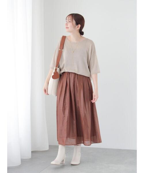 Te chichi TERRASSE ロング スカート ペーパー加工ギャザースカート