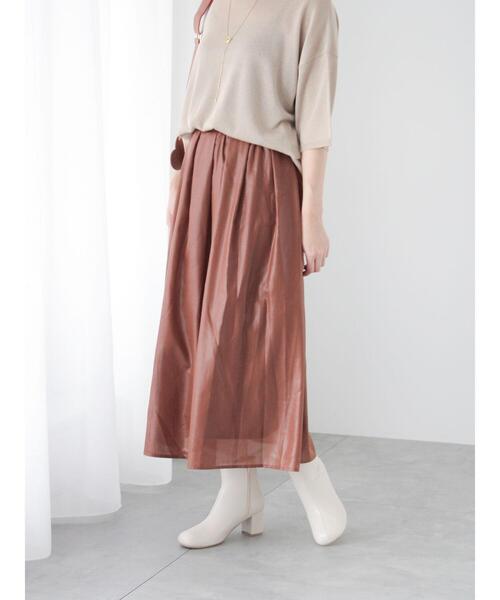 Te chichi TERRASSE ロング スカート ペーパー加工ギャザースカート