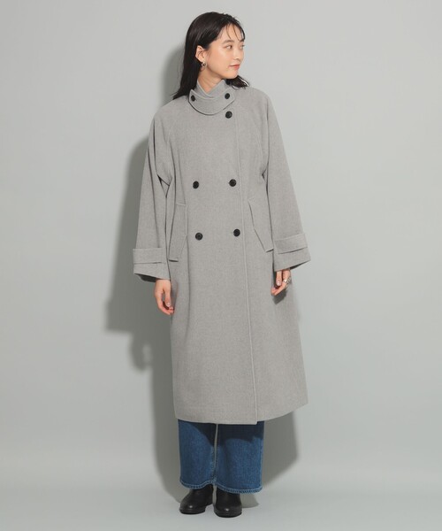 Ray BEAMS コート アウター スタンドカラー ダブル レディース