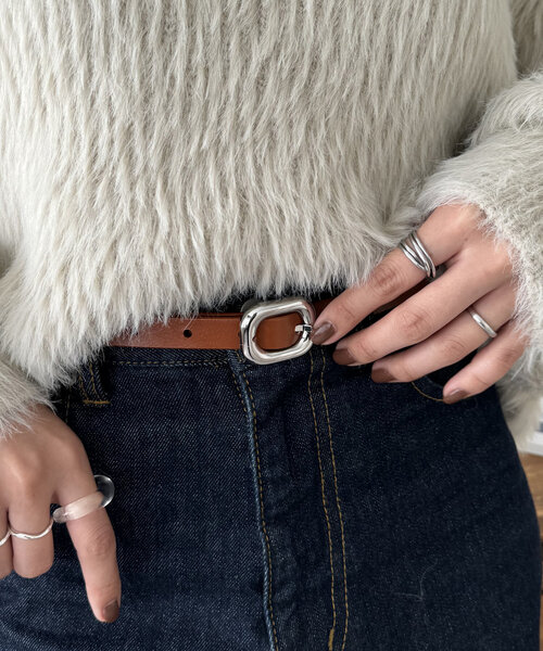 Discoat（ディスコート） ベルト ぷっくりバックル細レザーベルト