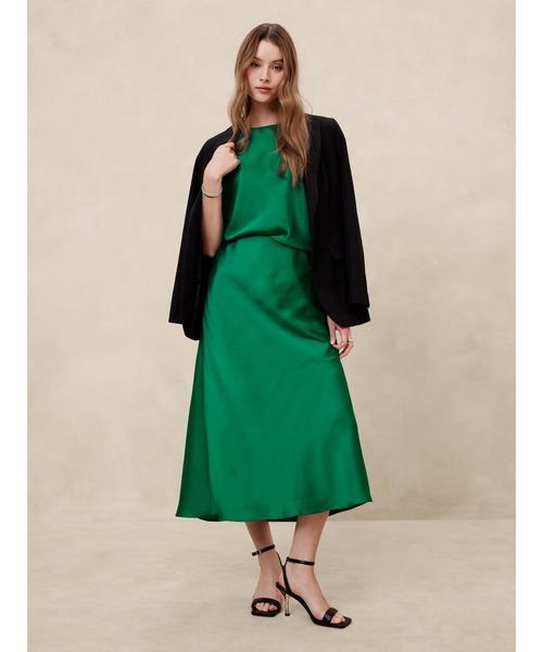 BANANA REPUBLIC スカート FACTORY STORE サテン ミディスリップ