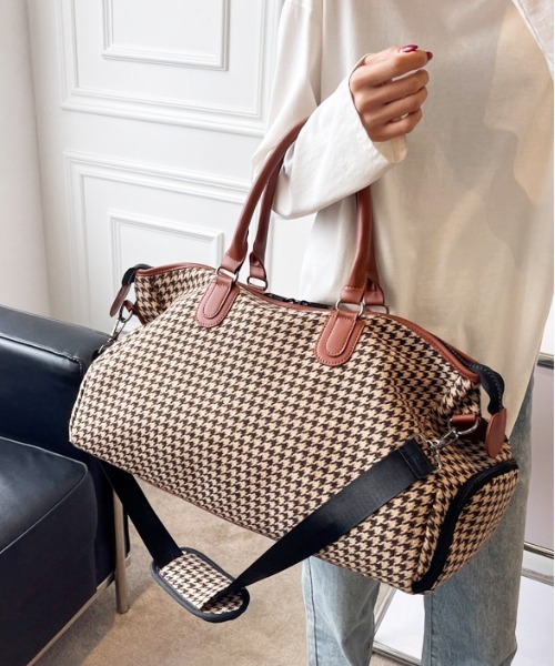 美品☆レスポートサック　ボストンバッグ　ショルダー　千鳥柄　2way　大容量 美品】レスポートサック ボストンバッグ 千鳥格子柄 ポーチ付き 大容量