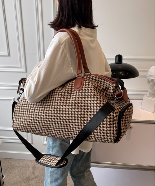 ★美品 GHURKA 2way ボストンバッグ 千鳥格子 MH刻印 No.127 FREE STYLISTS ボストンバッグ 2WAY配色 千鳥柄 ボストンバッグ