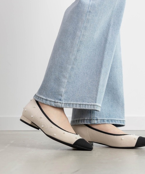RANDA パンプス 「SUSTAINABLE」パールフラットパンプス