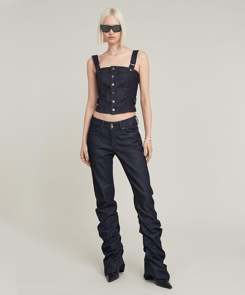 ベスト ジレ BUSTIER TOP DETACHABLE STRAPS/クロップドデニムビスチェ レディース G-STAR RAW ベスト ジレ BUSTIER TOP DETACHABLE STRAPS