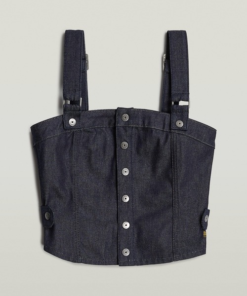 ベスト ジレ BUSTIER TOP DETACHABLE STRAPS/クロップドデニムビスチェ レディース G-STAR RAW ベスト ジレ BUSTIER TOP DETACHABLE STRAPS