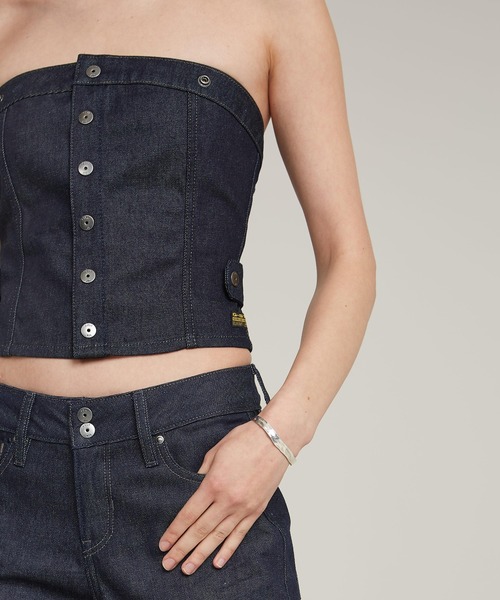 ベスト ジレ BUSTIER TOP DETACHABLE STRAPS/クロップドデニムビスチェ レディース G-STAR RAW ベスト ジレ BUSTIER TOP DETACHABLE STRAPS