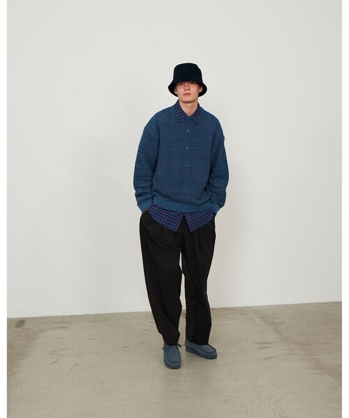 BEAMS セーター ニット ヘザー メッシュ クルーネックニット