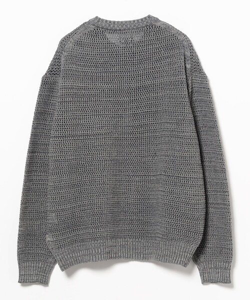 Left★MEN'S ウールニットクルーネックBEAM_2色 7G撚糸モールガータークルーネックニット｜メンズファッション