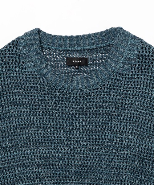 BEAMS セーター ニット ヘザー メッシュ クルーネックニット