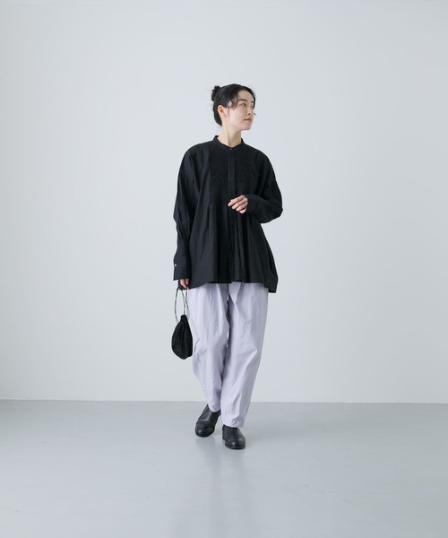 新品♡かぐれ♡コットンスモッキングブラウス♡ブラック かぐれ ブラウス シャツ コットンスモッキングブラウス