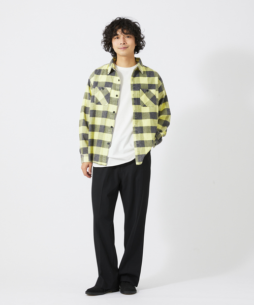 ジャーナルスタンダード　relume グランジ　ネルシャツ　L JOURNAL STANDARD relume シャツ グランジ プリントネル
