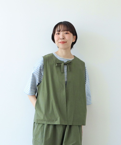 ベスト ジレ ダンプグランジウォッシュ リボンベスト レディース