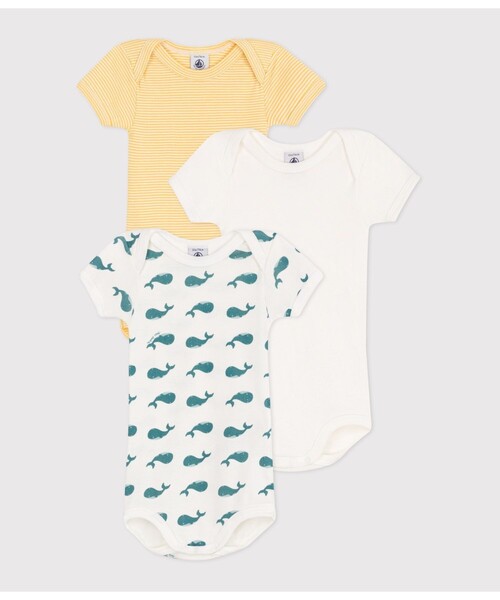 PETIT BATEAU（プチバトー） ベビー服 ロンパース 半袖ボディ3枚組