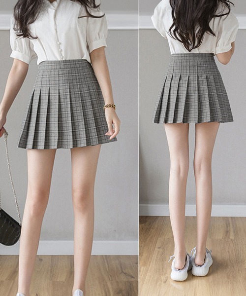 ♡ チェック柄プリーツスカート lj8397-01.jpg