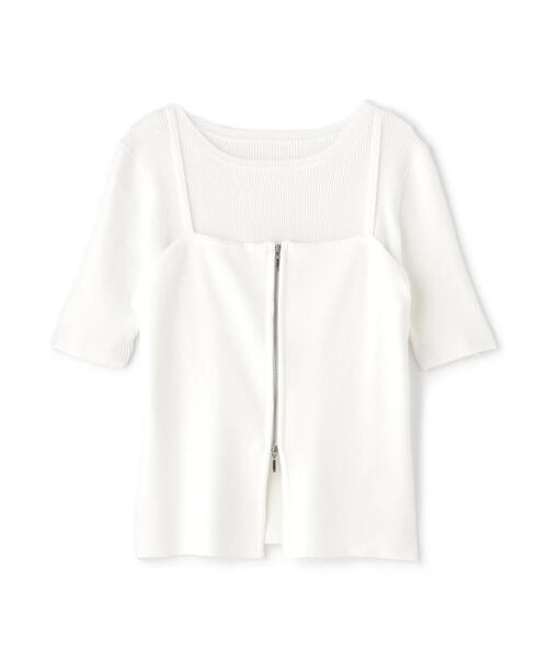NATURAL BEAUTY BASIC ニット セーター ジップキャミレイヤード