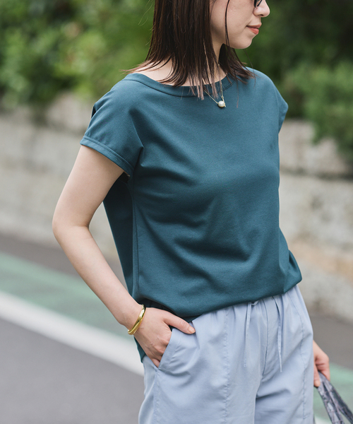 VERMEIL par iena◆長袖カットソー/FREE/コットン/NVY/ボーダー/24-070-938-5330-1-0 cotton silk crew プルオーバー（ニット／セーター）｜VERMEIL