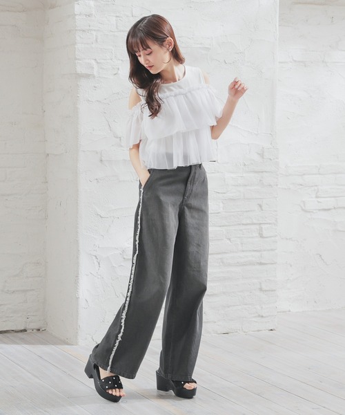 muguet ROMANTIC FEMININE CODE デニムパンツ セール】ハート刺繍デザインデニムパンツ（デニムパンツ