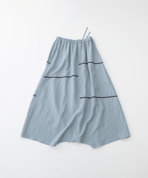 nop de nod パンツ リネンレーヨンライン刺繍サルエルバルーン