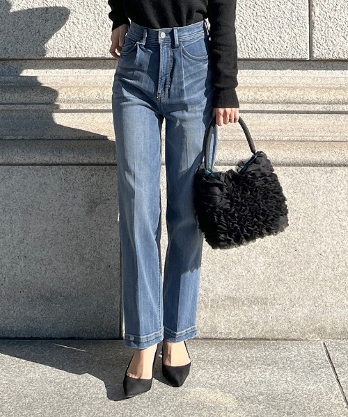 [JENNE] обработка Denim брюки MEDIUM голубой женский 