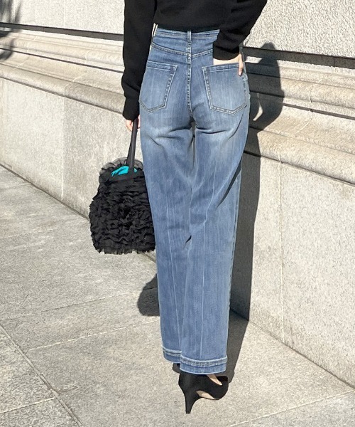 [JENNE] обработка Denim брюки MEDIUM голубой женский 