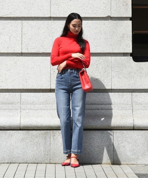 [JENNE] обработка Denim брюки MEDIUM голубой женский 