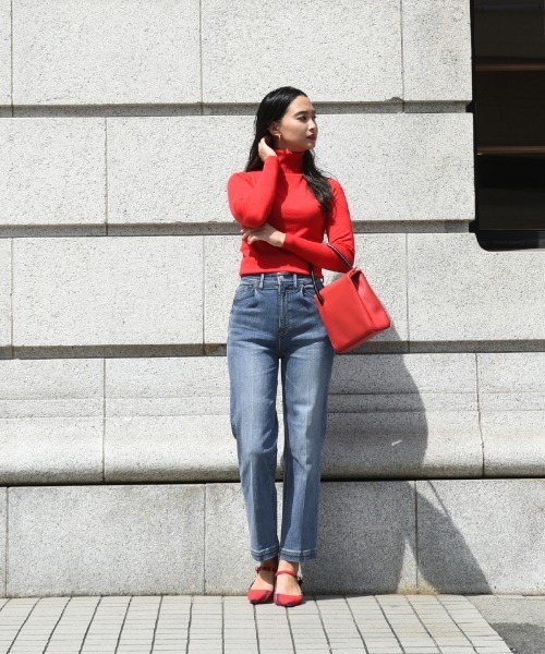 [JENNE] обработка Denim брюки MEDIUM голубой женский 