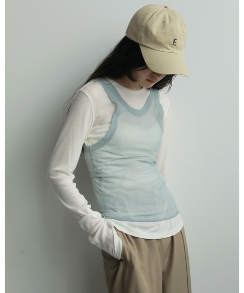 anuke（アンヌーク） tシャツ Layered Sheer Long T-shirts レディース