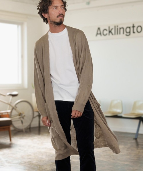 「CAMBIO」 ニットカーディガン L ベージュ メンズ_画像3