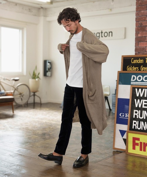 「CAMBIO」 ニットカーディガン L ベージュ メンズ_画像4