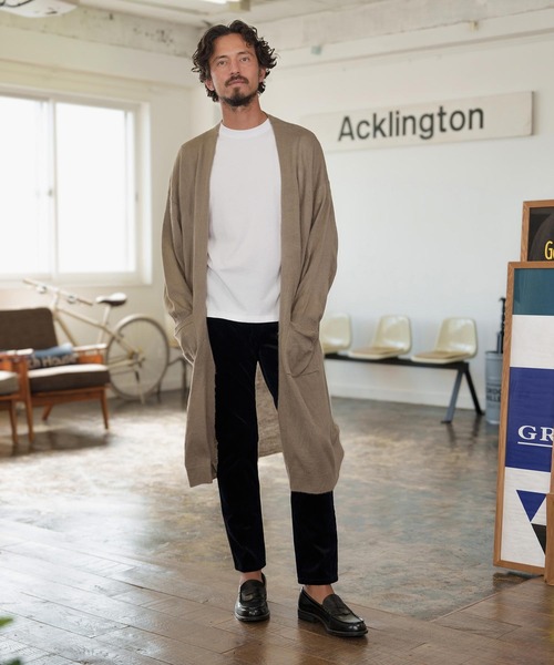 「CAMBIO」 ニットカーディガン L ベージュ メンズ_画像5