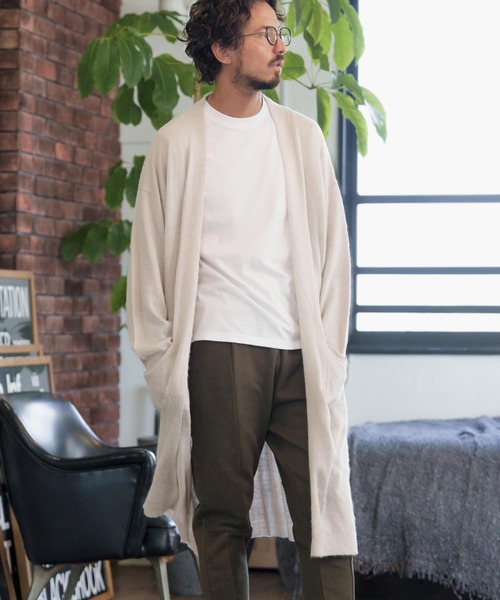 「CAMBIO」 ニットカーディガン L ベージュ メンズ_画像9