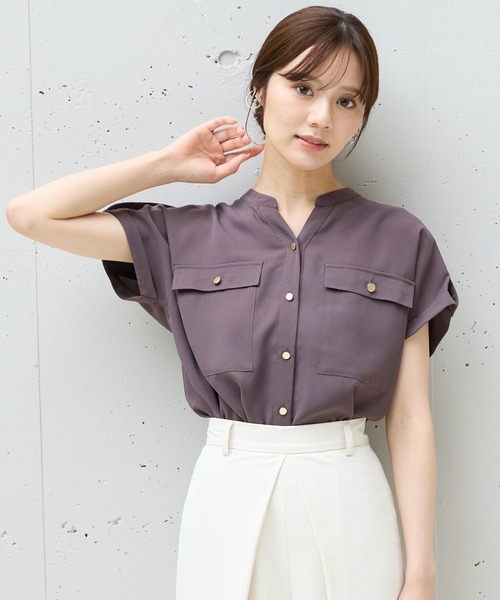 ブラウス シャツ キンボタンサファリシャツ494312 レディース