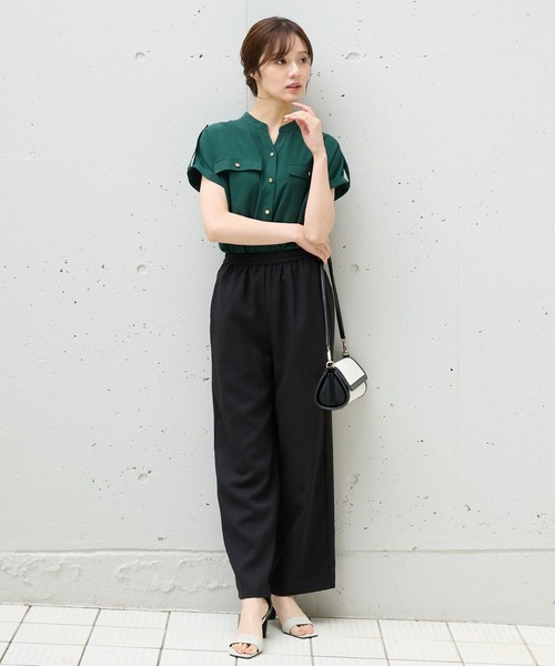 ブラウス シャツ キンボタンサファリシャツ494312 レディース Andemiu ブラウス シャツ キンボタンサファリシャツ494312