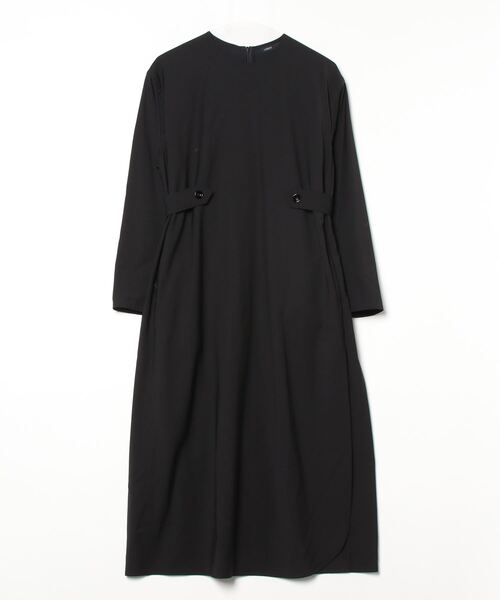 装飾付き黒長袖ワンピース 黒ドレス 優雅 エレガント マキシワンピース 長袖 マキシ丈|黒ドレス