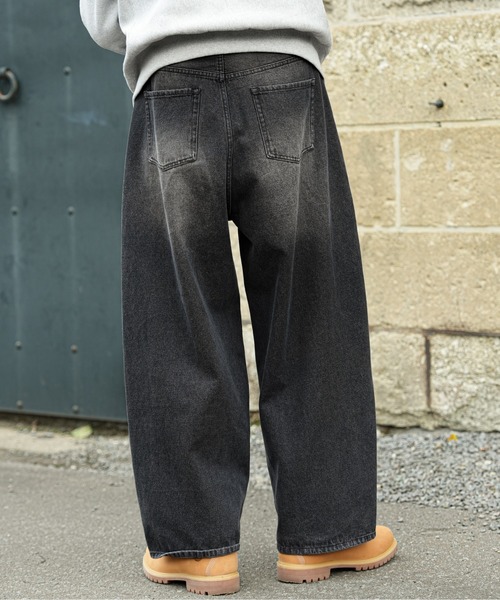 Bleme ジーンズ ヴィンテージ加工 カーブデニムパンツ メンズ
