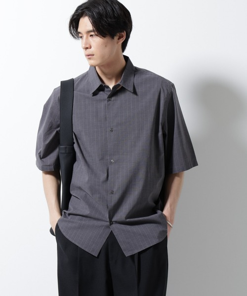 定価17600円 NANO UNIVERSE VEGAN LEATHER シャツ WEB限定 / フェイク スエード Big シャツ