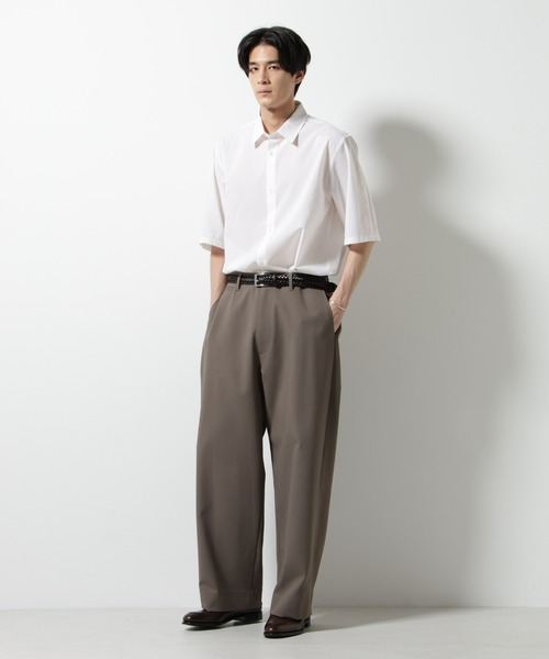 NANO universe シャツ TEXBRID(R)レギュラーカラーシャツ 半袖