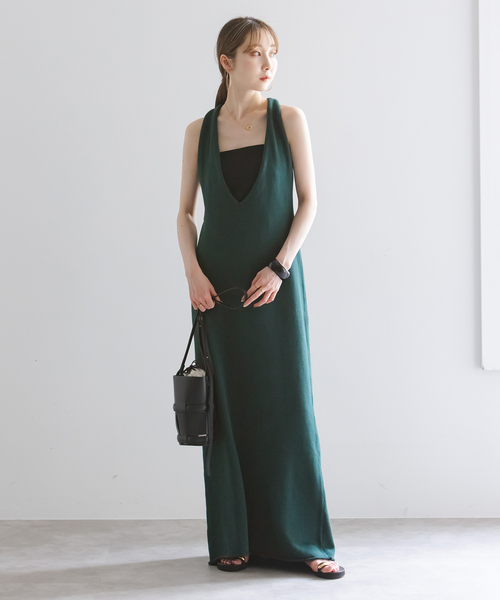 【NOBLE 】ロングワンピース NOBLE ワンピース バックノットロングワンピース : ZOZOTOWN