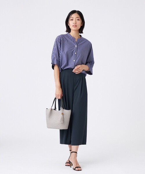 uvカット ワイドパンツ パンツ 「吸水速乾・接触冷感・UV・ウォッシャブル」ファンクションデシンパンツ レディースの画像