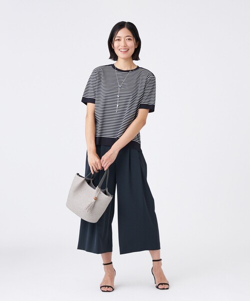 uvカット ワイドパンツ パンツ 「吸水速乾・接触冷感・UV・ウォッシャブル」ファンクションデシンパンツ レディースの画像