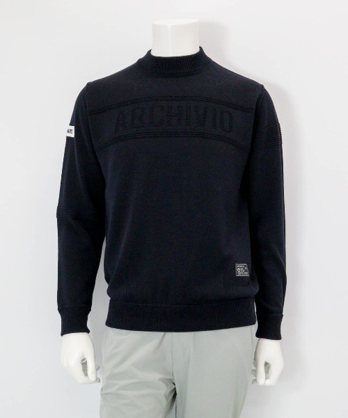 archivio ロゴプリント セーター 38 新品 archivio（アルチビオ） セーター ニット 「MENS」ウール混ボックス