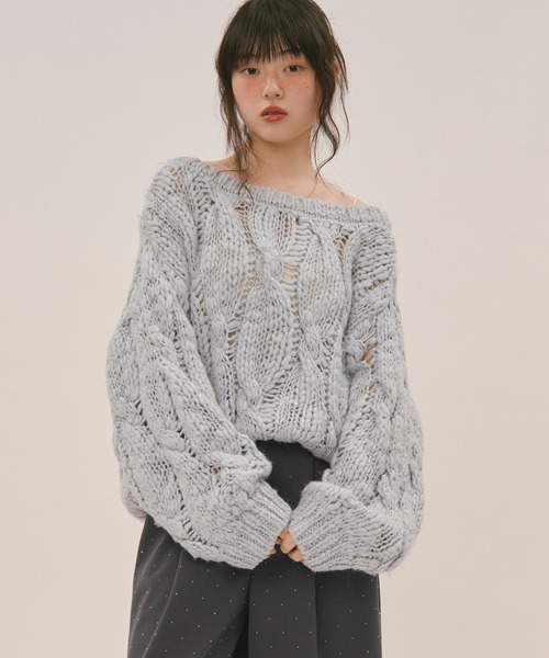 24AW ヴィ トゥエルヴ ニット XXlL クリーム US KNIT loin nuit ニット セーター loose volume 2way knit / ルーズ
