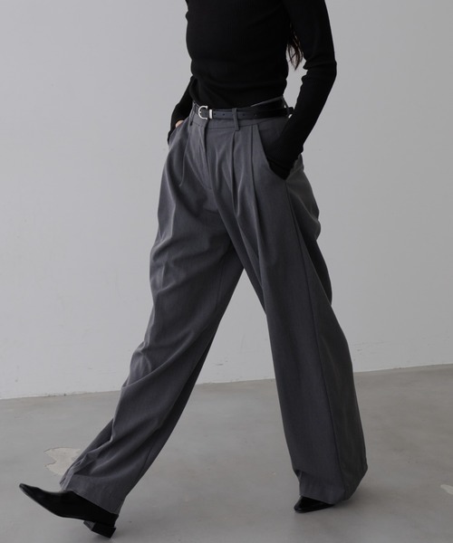 NUJOH スラックス パンツ Basic Wide Slacks Pants /ベーシック