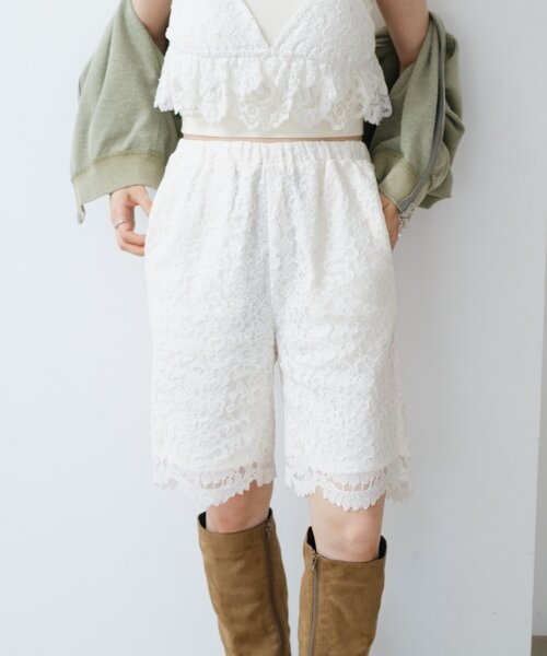 Kastane（カスタネ） パンツ レースバイカーパンツ レディース