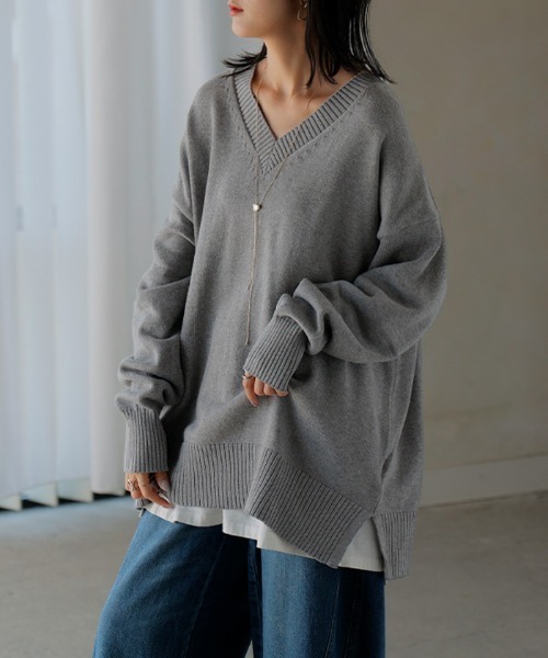 HUG.U（ハグユー） ニット セーター すっきりVネックニット レディース