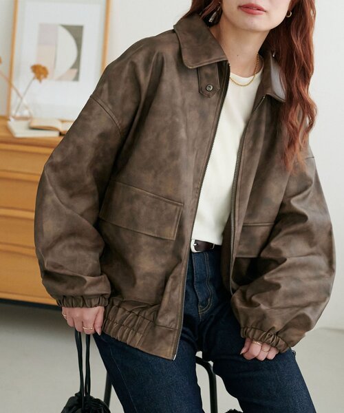 discoatレザージャケット　ブラウン Discoat（ディスコート） ブルゾン アウター 「WEB限定」オーバー