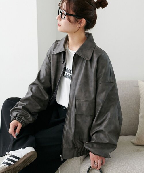 【新品◎未使用品】Discoat レザージャケット ブルゾン　アイボリー Discoat｜【ユニセックス/新色追加】エイジングA2ブルゾン | Rakuten