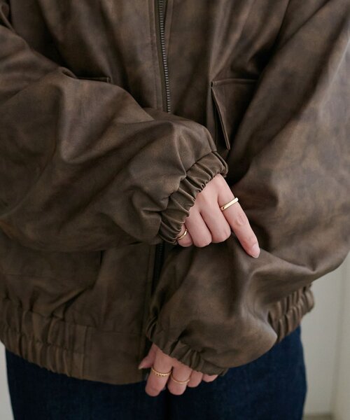 Discoat ブラウンレザージャケット Discoat（ディスコート） ブルゾン アウター 「WEB限定」フェイク